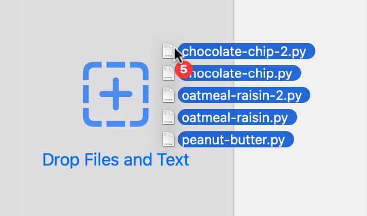 Five python files being dragged into a JuxtaCode comparison window.